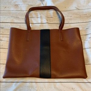 Vince Camuto Brown Tote with Black Center Stripe